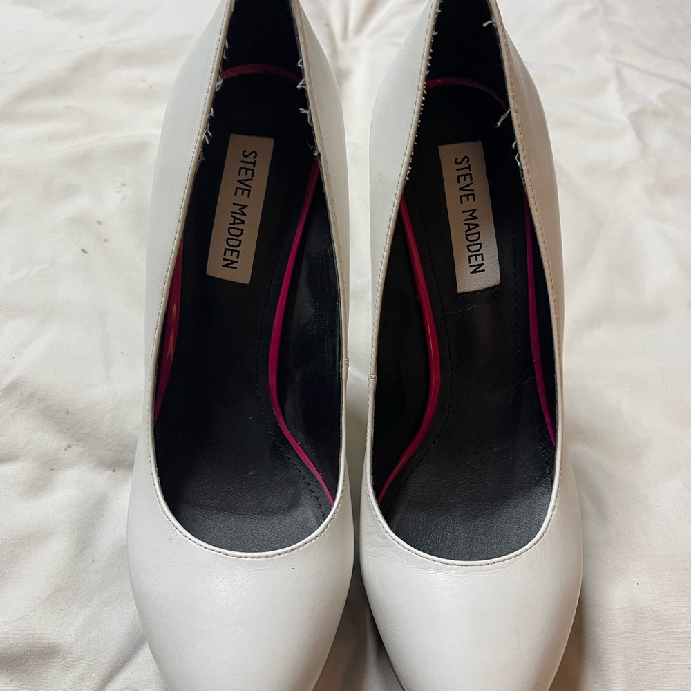 Steve Madden White Platform Heels for Women